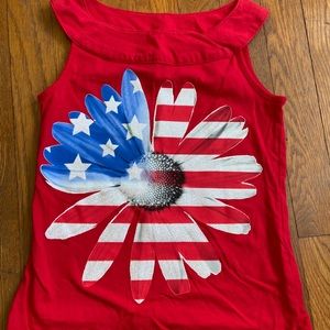 🌞Justice American Flag Sunflower tank size 10🌞